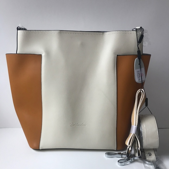 Bostanten Women's Leather Bucket Handbag in Beige and Yellow - Picture 4 of 7